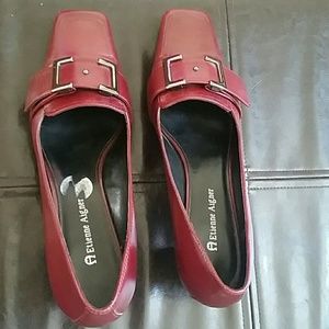 Burgundy shoes less than 2 inches high heels