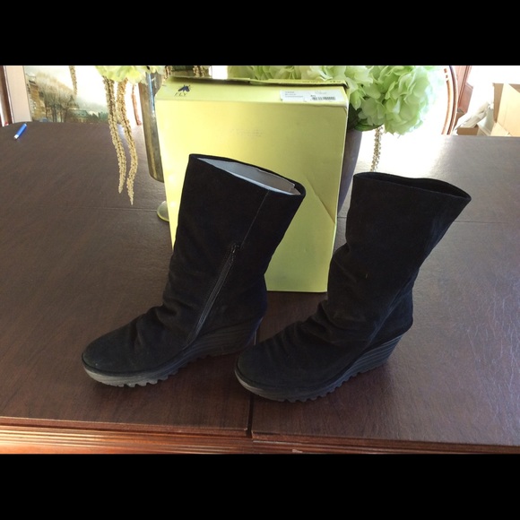 Fly London Yara Black Suede Bootie, PERFECT