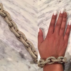 Gold pave link bracelet
