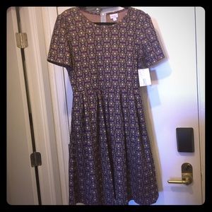 LuLaRoe Amelia Dress - Berry Gold Black Pattern