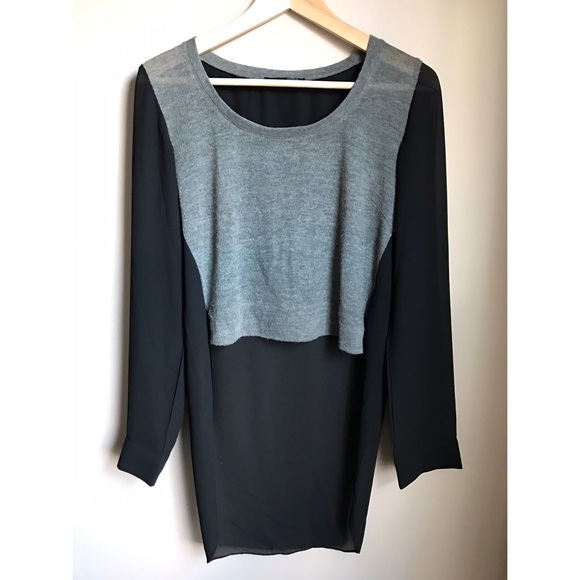 Kiwi Tucker unique layered sweater / chiffon Top - Picture 2 of 4