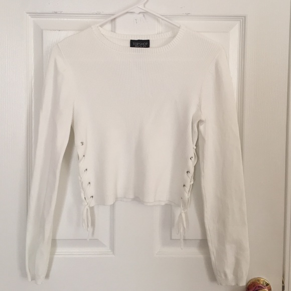 Topshop Rib Lace Up Crop
