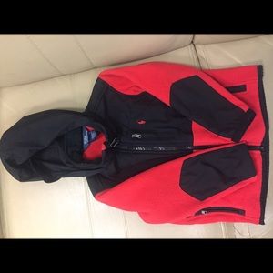 Red and black Polo jacket.