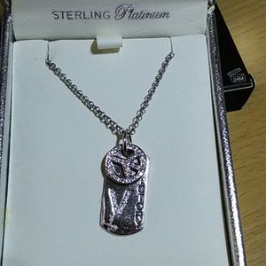 CRISLU PEACE VICTORY DOG TAG NECKLACE