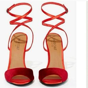 Red strappy nasty gal shoe cult heels