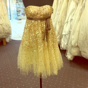 Gold and brown cocktail dress