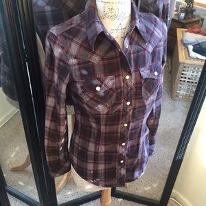 True Religion classic flannel with pearlized snaps