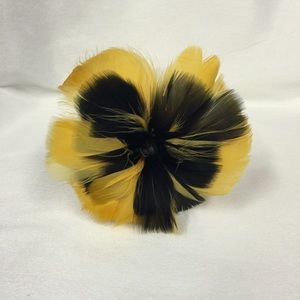 Yellow & Black Feather Hair Flower by Alani Rose