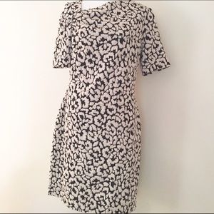 Flattering black &ivory textured knit dress