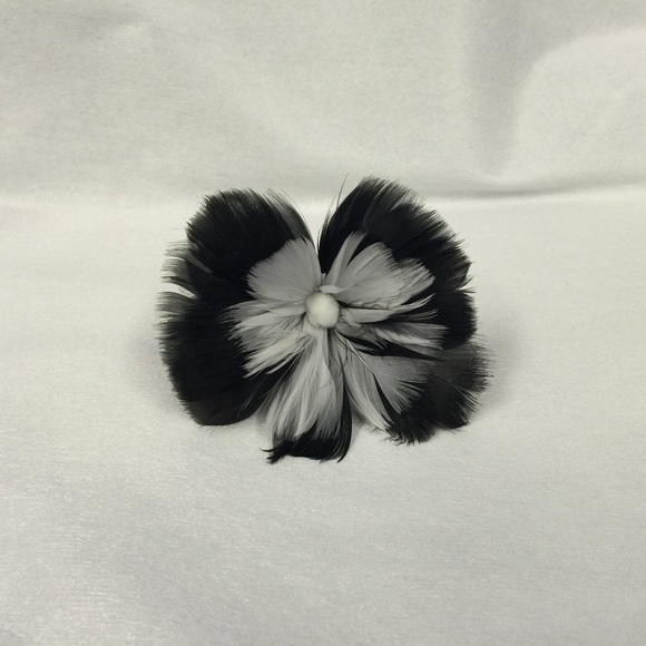 Black & White Feather Hair Flower by Alani Rose