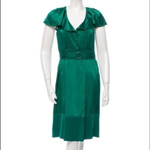 Zac Posen gorgeous emerald green silk dress