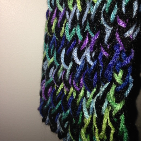 Knitted Rainbow and Black Scarf - Picture 1 of 3