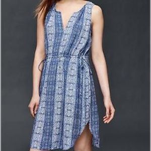Gap Sleeveless Blue Print Double-tie Dress - Sz LP