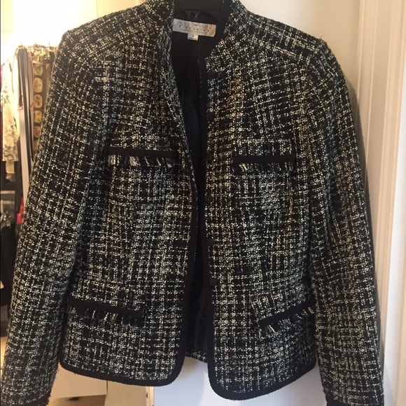 Bloomingdales tweed jacket with fringe detail