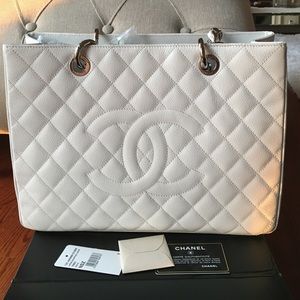 White CHANEL GST silver hardware