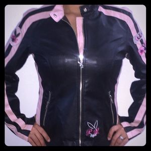 Black & pink leather Playboy Bunny jacket