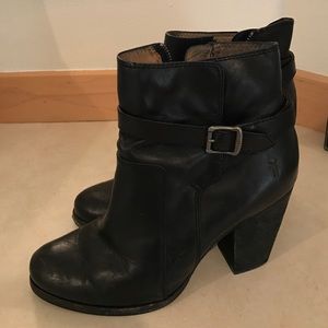 Frye Black Leather Ankle Booties