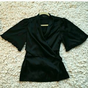 BCBG silk wrap top
