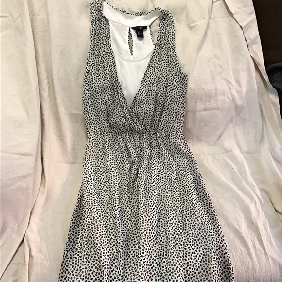 White and black polka dot dress