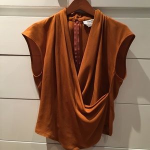 Great under jacket, silk, bronze draped blouse