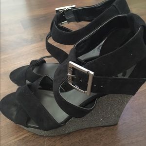 Black sparkle wedges