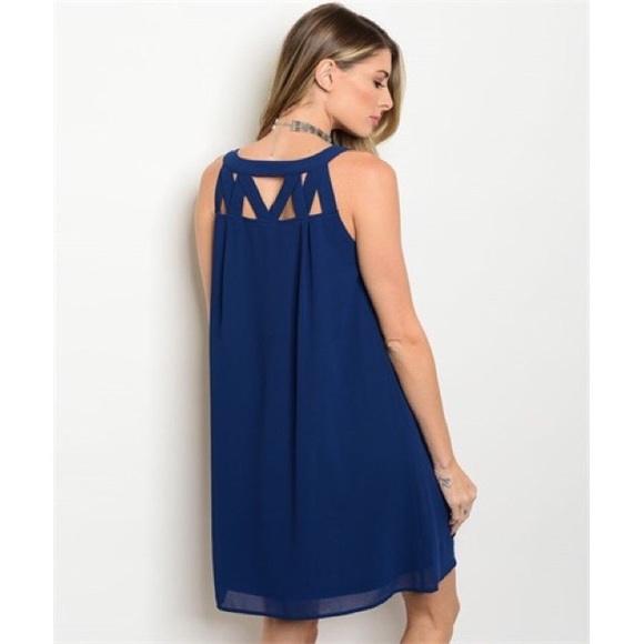 Navy Cut Out Chiffon Dress - Picture 2 of 2