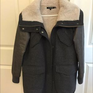 Tess Giberson Wool Jacket with Leather Sleeves