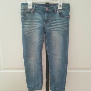 Levi Denim Legging with Pink Stitching and Sequins