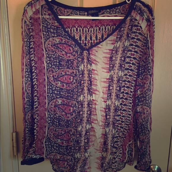 Patterned Long Sleeve Lucky Brand Top