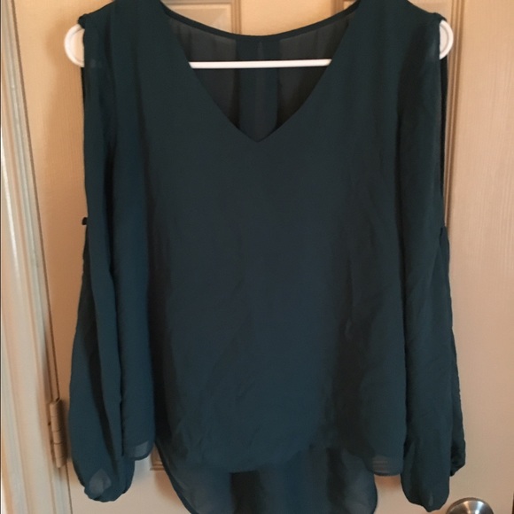 Green Chiffon Long Sleeve Blouse