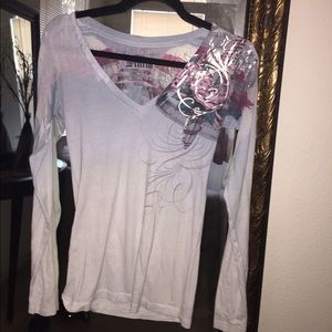 Sinful by Affliction pretty powder blue and sheer