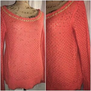 Free People Coral Long Sleeve Knit Sweater Sz M