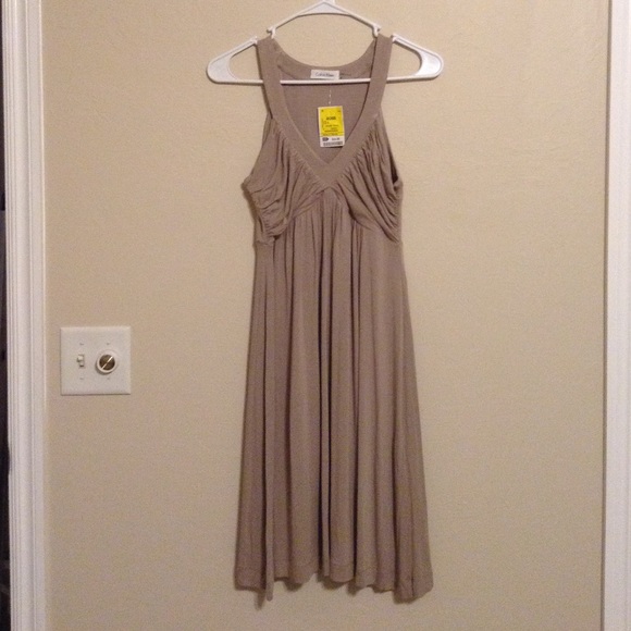 Calvin Klein Size 6 light brown v-neck dress