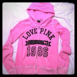 Hot pink victory secret "love pink" hooded jacket