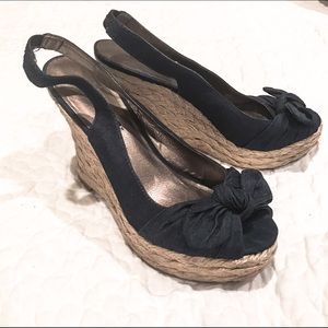 Size 7&1/2 Nautical Navy and Rope wedges