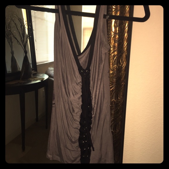 Affliction black label lace up back blingy tank