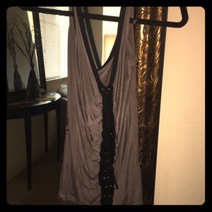 Affliction black label lace up back blingy tank