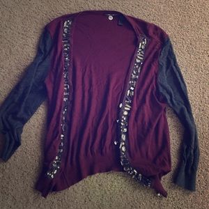 Burgundy and bling cardigan.