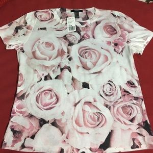 Forever 21 F21 Pink Rose T Shirt L NWT