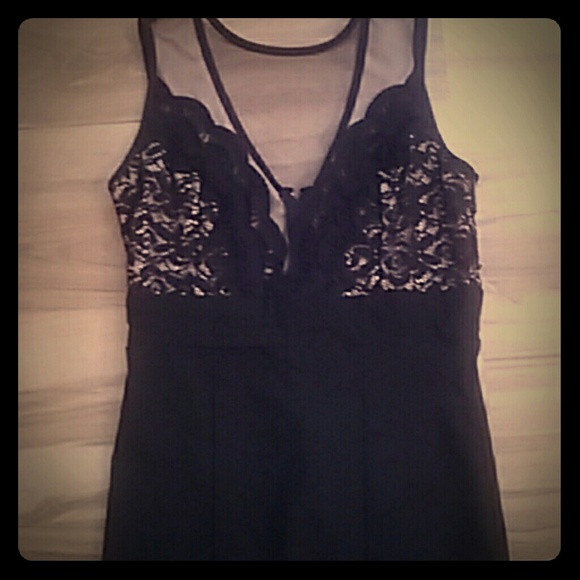 Dress with lace and mesh top