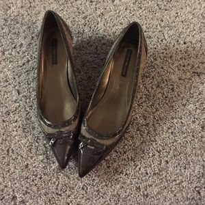 Brown small heel dress shoes