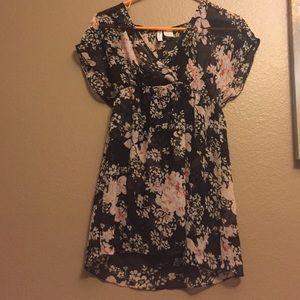 Black floral blouse