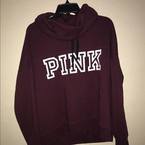 VS PINK maroon crowl neck sweatshirt