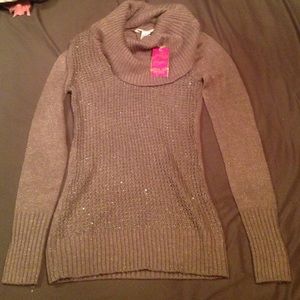 NWT Candie's Cowl Neck Knit Sweater with Sequins