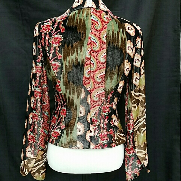 Jewel Button Velvet Blazer Jacket - Picture 3 of 4