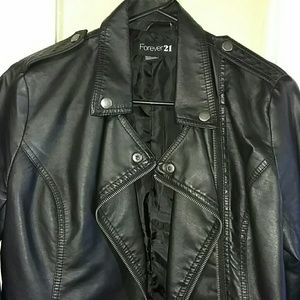 Black F21 Leather Coat