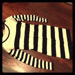 LOFT navy & White Striped Sweater Dress