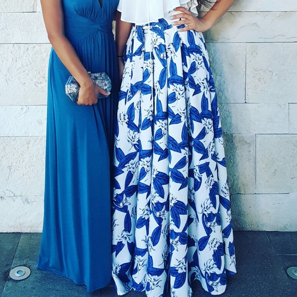 Long blue  /white  skirt