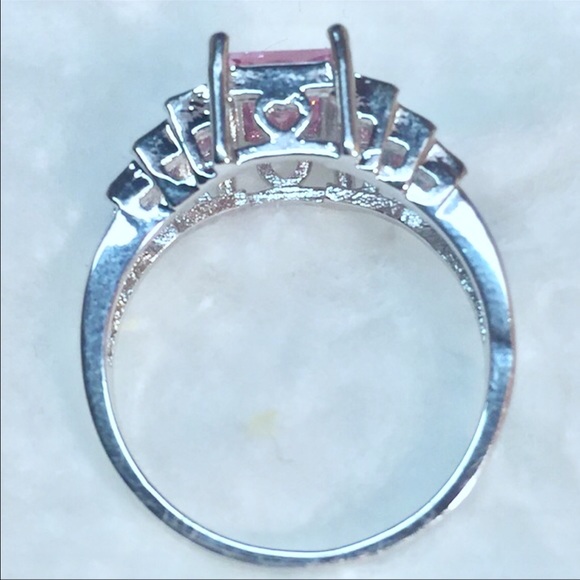 Rectangle Pink Zircon Rhinestones, Solid Silver - Picture 8 of 8