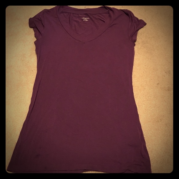 Purple short sleeve v neck top